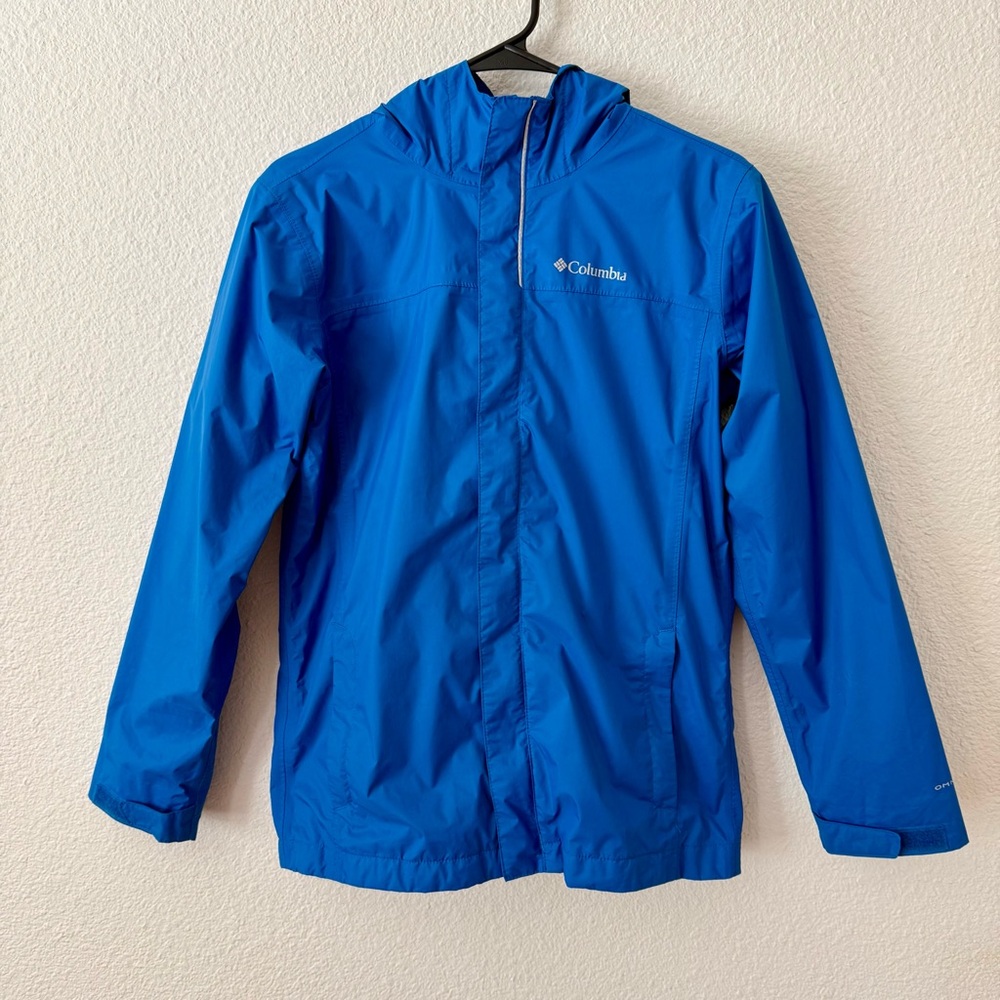 Columbia Omni-Tech Blue waterproof Hooded Jacket Youth L (14-16)